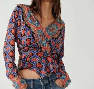 Free People Falling For You Boho Blouse Size M